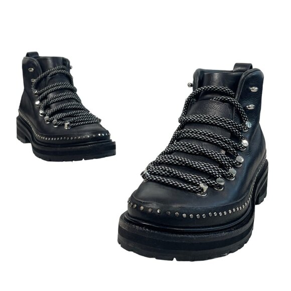 Rag & Bone Women's Lace Up Black Compass Ankle Leather Boots Sz 7 - NWOB - Picture 1 of 10